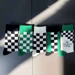 Men's Socks Men 2021 Lattice Classic Happy Fashion Harajuku Colour Matching Hip Hop Business Casual Street Comfortable