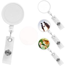 Sublimation Blanks ID Card Badge Holder Reel Pull Key Name Tag Card Holders Recoil Reels School Office Company Supplies w-01298