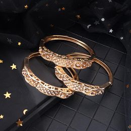 Bangle Fashion Mixed Design Gold Moroccan Women Luxury Bracelet Bride Full Crystal Arab Ethnic Wedding Jewellery Gift