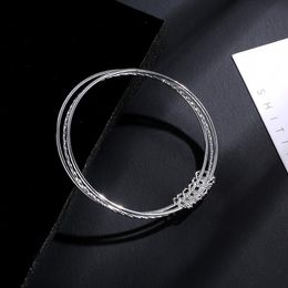 Set /Lot Simple Bangles Sets For Women Multilayer Small Hoop Big Round Jewelry Silver Color Metal Cuff Bracelets Bangle