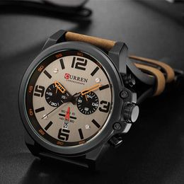 New 2019 Men Watch Curren Top Brand Luxury Mens Quartz Wristwatches Male Leather Military Date Sport Watches Relogio Masculino Q0524