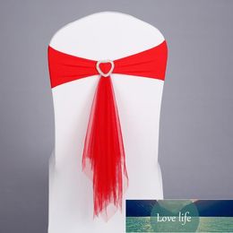 Chairs Sashes Set Free Fasten Bowknot Elastic Flower Love Diamond Buckle Mesh Props Adjustable Bow For Party Wholesale