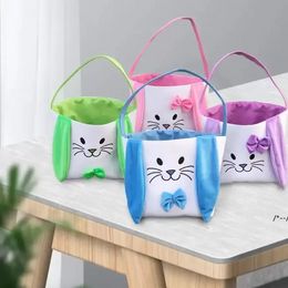 Festive Easter Basket Bunny Printing Handbag Bucket New Bow Tote Bucket WHT0228