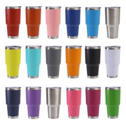 Mugs 30oz Reusable Tumblers Stainless Steel Car Cups Vacuum Insulated Double Wall Water Bottle Thermal Sublimation Cup Coffee Beer Drink Travel Mug With Lid ZL0257