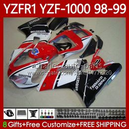 OEM Body Kit For YAMAHA YZF-1000 YZF-R1 YZF 1000 CC R 1 1998 1999 2000 2001 Bodywork 82No.110 YZF R1 1000CC 98-01 White red black YZF1000 YZFR1 98 99 00 01 Motorcycle Fairing