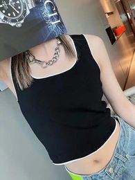 T-shirt Ladies Top Tank Camis Brand Cotton Sexy Black White Camisole Letter Short Sleeve for women and Girl Vest