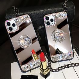 Luxury Bling Diamond Ring Stand Cases 3D Acrylic Sunjolly TPU PC Back Cover For iPhone 13 Mini 12 11 Pro MAX 8 7 6 6S Plus SE2 Samsung S21 Ultra A22 5G A31 A21S A51 A71