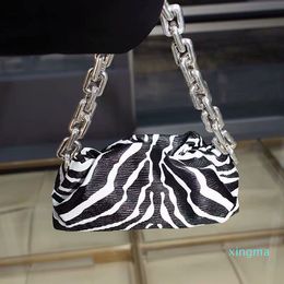 2021 Soft messenger bag Voluminous With Square Ring Chain Shoulder PU Strap lady Zebra Print Sling Bags Big Silver Fashion Handbags For Girl