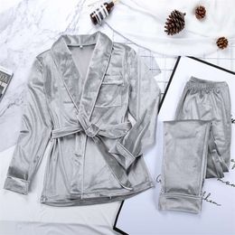 HECHAN Grey Velvet Pyjamas Warm Long Sleeve Home Suit For Women Two Piece Set Thick Sleepwear Set Night Suit Sets Autumn Female 210928