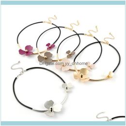 Necklaces & Pendants Jewelrytrendy Colorful Clover Flower Choker Metal Polyester Thread Necklace Women Fashion Jewelry Kolye Bijoux Femme Co