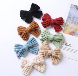 Baby Girls Knitted Hairclip Woollen Solid Colour Hairpins Kids Princess Headband Headwear Hair Accessories 7 Designs BT6733