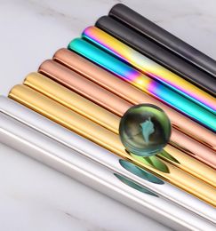 High-grade 304 stainless steel chopsticks gold-plated 5-color electroplating square home hotel set GF568