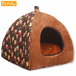 Cat Beds & Furniture Petshy Pet Tent Dog House Bed Yurt Puppy Cats Cave Nest Sleeping Pad Cushion Small Medium Kennel Home Sofa