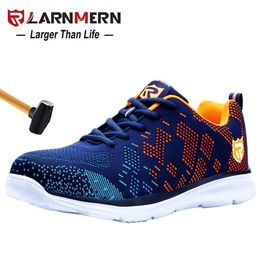 LARNMERN Men's Safety Shoes Steel Toe Construction Protective Footwear Lightweight 3D Shockproof Work Sneaker Shoes 210826