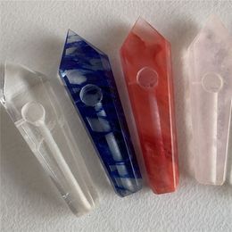 Natural Quartz Clear crystal smoking pipe tobacco pipes point wand cigarette Gemstone Oil Burner Crystals Stone Accessories