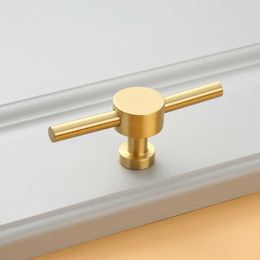 Gold single hole bedroom drawer handle new Chinese all copper furniture cabinet door thickened wardrobe