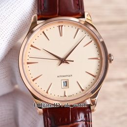 High Quality Ultra-thin Master 1232510 9015 Movement Automatic Mens Watch 40mm Q1232510 Sapphire Rose Gold Case Gents Fashion Watches Brown Leather Strap