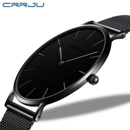 CRRJU Men's Watches Luxury Mesh Steel Watch for Men Waterproof Quartz Sport Watch Fashion Casual Male Clock Relojes 210517