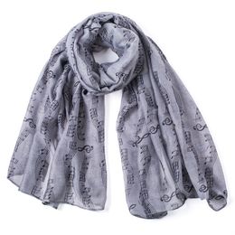 Stylish Bar Women Music Note Wrap Scarve Paris Yarn Towels Autumn Warm Soft Long Voile Neck Large Shawls Stole Pink Grey