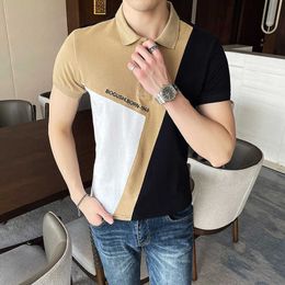 Summer Short Sleeve POLO Shirts Men Color Contrast Knitted POLO Shirts Lapel Business Casual Slim Tee Tops Street Wear 210527