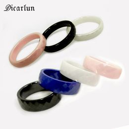 Cluster Rings DICARLUN Black White Pink Blue Ceramic 4 Mm 6 Rhombus Ring Jewelry For Women Cute Minimalist Size 7 8 9