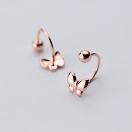 Hoop & Huggie Authentic 925 Sterling Silver Earrings For Women Jewelry Rose Gold Color Insect Butterfly Fashion Birthday Gift Brincos