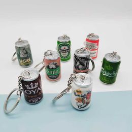 Simulation Beer Cans Keychain Boy Men Creative Trinket Couple's Cool Tide Bag Backpack Car Key Accessories Pendant Keyring Gift G1019