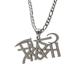 Silver Large TRASH Game LOGO Pendant Necklace Stainless Steel Mens Boys Jewellery Chain 4mm 24 Inch