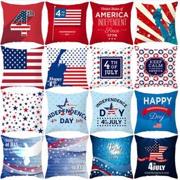 American Independence Day Pillowcase Plush Digital Printing Pillow Cover Home Decoration Car Pillow Cover 45*45cm