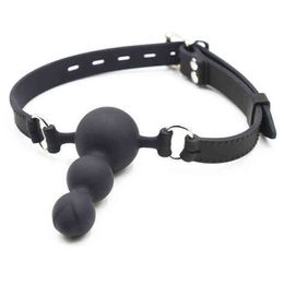 NXY Sex Adult Toy Full Silicone Open Mouth Gag Bdsm Bondage Neck Collar Ball Toys for Couples Slave Fetish Restraints Games Tools1216
