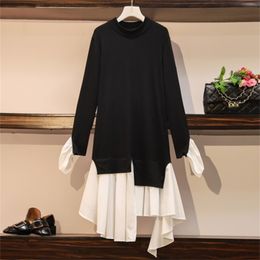 Autumn Long Sleeve Jumper Knitted Loose Fashion Pullover Femme Irregular Stitching ZA5524 210427
