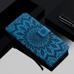 Wallet Phone Cases for iPhone 14 13 12 11 Pro Max XR XS X 7 8 Plus 3D Sunflower Embossing PU Leather Flip Kickstand Cover Case with Card Slots