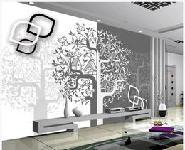 Custom murals wallpapers 3d photo wallpaper Modern fashion flower and bird tree hand-painted mural TV background wall papers home decor