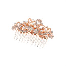 Personalised Golden Metal Rhinestone Pearl Hair Combs Jewellery Headpiece Bridal Jewellery Women Wedding Hairs Accessories