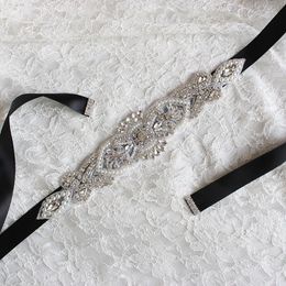 Wedding Sashes Handmade Bridal Belts With Crystals Accessories Simple Silver Rhinestone Belt Sash For Dress