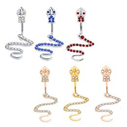Snake Belly Button Ring CZ Crystal Surgical Stainless Steel Navel Rings 14g Piercing Body Jewellery