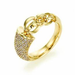 Creativity Cool Gold Colour Alloy Women's Ring High Quality Chain Punk Women Jewellery for Party 2021