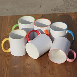 1PCS Ceramic Blank Sublimation Mug Heat Transfer MDF Handle Mugs Personality DIY Simple Coffee Cup Gift Supplies