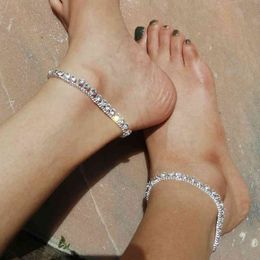 Stonefans 2PCS Crystal Pendant Anklets Tennis Chain Feet Bracelet Leg Accessories Womens Jewellery 2021 Anklet Whole Ornament