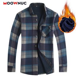Winter Blouses Tops Fashion Shirt Male Thick Streetwear Men Long-Sleeve Street Dress Smart Casual Hombre Warm Youth MOOWNUC 220222