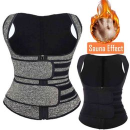 Women Body Shaper Waist Trainer Neoprene Sauna Sweat Vest Slimming Trimmer Fitness Corset Workout Modelling Strap Shapewear 211112