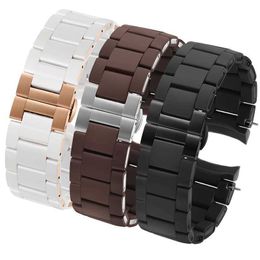 Watchband for Ar5890 /5891/5906 /5905 Wrist Watch Men Women Silicone Stainless Steel Waterproof Strap 20mm 23mm Black Rose Gold H0915