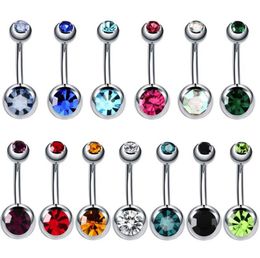 Bell Steel Belly Button Navel Rings Crystal Rhinestone Body Piercing Bars Jewlery For Womens Bikini Fashion Jewellery Ps20