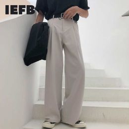 IEFB Spring Wide-leg Mop Pants For Men Korean Streetwear Fashion Loose Straight High Rise Pants Casual Trousers 9Y3527 210707