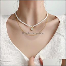 & Pendants Jewelrywomen Pendant Necklaces Korean Exquisite Simple Double Pearl Necklace Fashion Temperament Versatile Clavicle Chain Womens