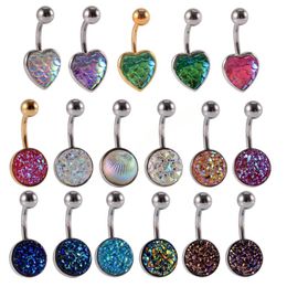 Luxury Navel & Bell Button Rings Sexy Surgical Steel Ring Piercing Colour Druzy Crystal Belly