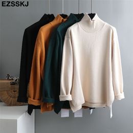 Autumn Winter splitside oversize thick Sweater pullovers Women loose cashmere turtleneck big size Sweater Pullover female 210917