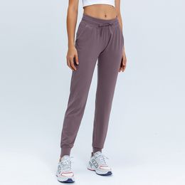 L-31 Women Outdoor Sweatpants Fitness Yoga Pants Slim Was Thin Joggers with Front Hand Pockets Casual Track Pants Loose Straight Breathable Soft Traning Trousers