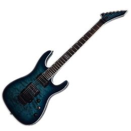 Factory Outlet-6 Strings Blue Electric Guitar with Quilted Maple Veneer,Floyd Rose,Floyd Rose