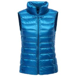 90% white duck down women vest winter Ultra Light Duck Down Vest sleeveless Jacket waistcoat autumn red black white blue vest 211008